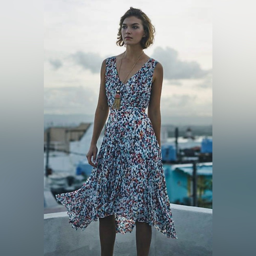 Anthropologie Plenty by Tracy Reese High Low Pleated Chiffon Sleeveless Dress